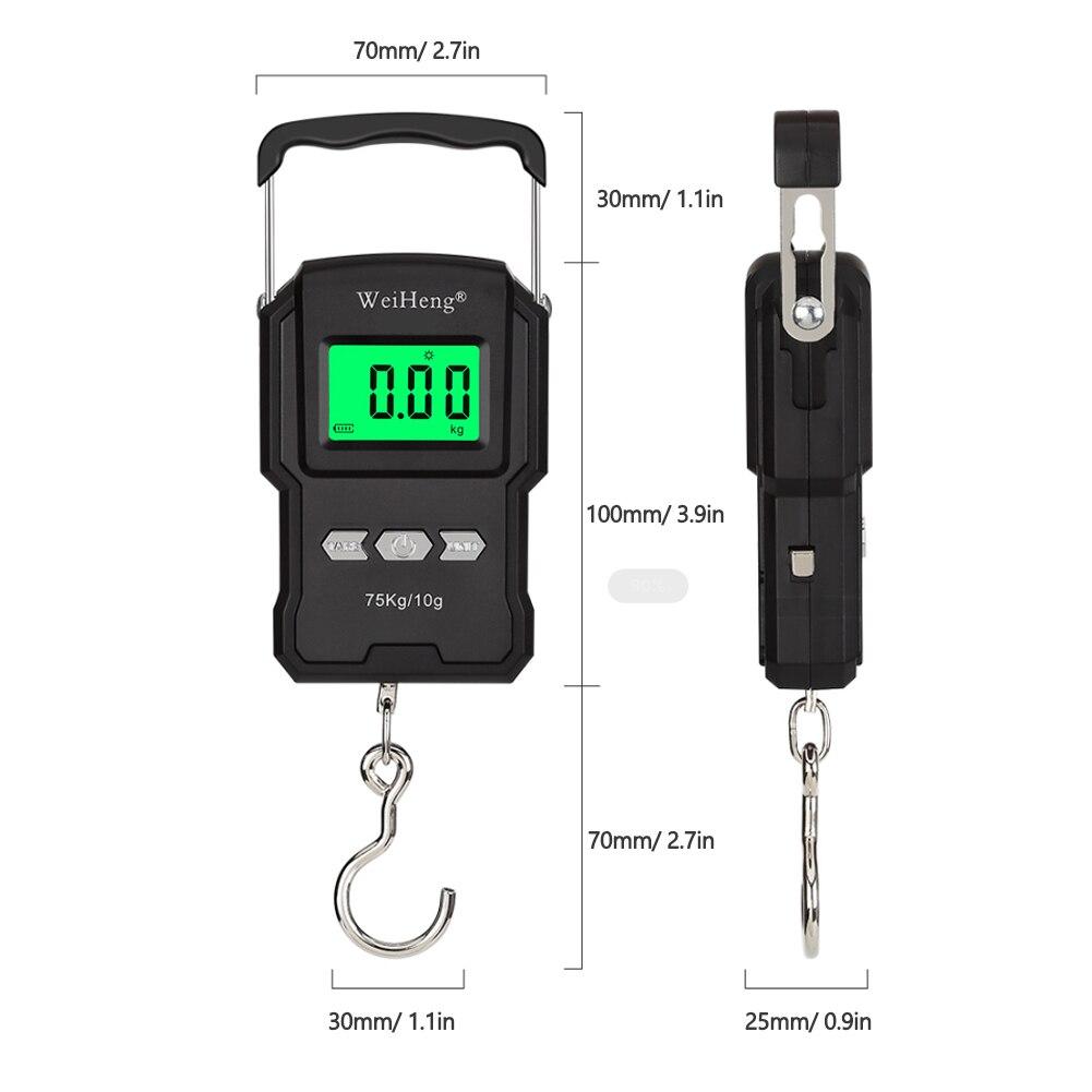 WeiHeng A27L/A27L-B rechargeable length measure with backlight display and five unit switch, compact design for easy portability.